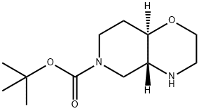 2H-Pyrido[4,3-b]-1,4-oxazine-6(5H)-carboxylic acid, hexahydro-, 1,1-dimethylethyl ester, (4aR,8aR)- Struktur