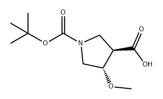 1,3-Pyrrolidinedicarboxylic acid, 4-methoxy-, 1-(1,1-dimethylethyl) ester, (3R,4S)- Struktur