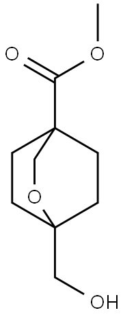 2-Oxabicyclo[2.2.2]octane-4-carboxylic acid, 1-(hydroxymethyl)-, methyl ester Struktur