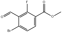 Benzoic acid, 4-bromo-2-fluoro-3-formyl-, methyl ester Struktur