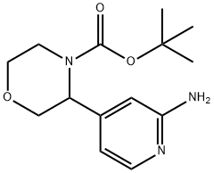 4-Morpholinecarboxylic acid, 3-(2-amino-4-pyridinyl)-, 1,1-dimethylethyl ester Struktur