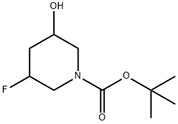 1-Piperidinecarboxylic acid, 3-fluoro-5-hydroxy-, 1,1-dimethylethyl ester Struktur