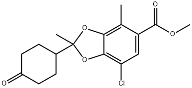 1,3-Benzodioxole-5-carboxylic acid, 7-chloro-2,4-dimethyl-2-(4-oxocyclohexyl)-, methyl ester Struktur