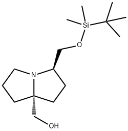 1H-Pyrrolizine-7a(5H)-methanol, 3-[[[(1,1-dimethylethyl)dimethylsilyl]oxy]methyl]tetrahydro-, (3R,7aR)- Struktur