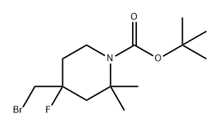 1-Piperidinecarboxylic acid, 4-(bromomethyl)-4-fluoro-2,2-dimethyl-, 1,1-dimethylethyl ester Struktur