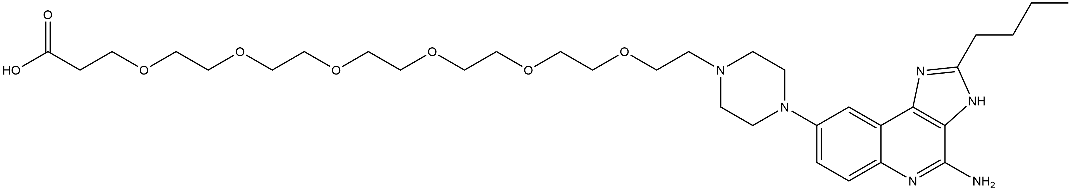 21-[4-(4-Amino-2-butyl-3H-imidazo[4,5-c]quinolin-8-yl)-1-piperazinyl]-4,7,10,13,16,19-hexaoxaheneicosanoic acid Struktur