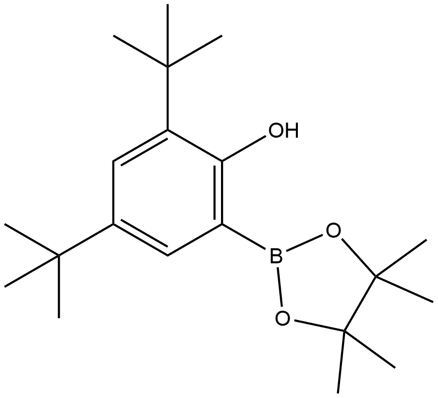 2,4-di-tert-butyl-6-(4,4,5,5-tetramethyl-1,3,2-dioxaborolan-2-yl)phenol Struktur