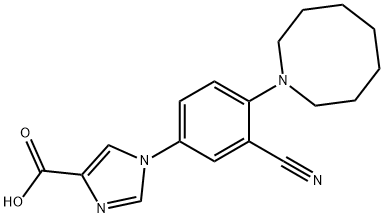 1H-Imidazole-4-carboxylic acid, 1-[3-cyano-4-(hexahydro-1(2H)-azocinyl)phenyl]- Struktur