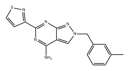 2H-Pyrazolo[3,4-d]pyrimidin-4-amine, 6-(3-isothiazolyl)-2-[(3-methylphenyl)methyl]- Struktur