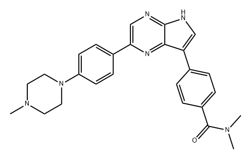 Benzamide, N,N-dimethyl-4-[2-[4-(4-methyl-1-piperazinyl)phenyl]-5H-pyrrolo[2,3-b]pyrazin-7-yl]- Struktur