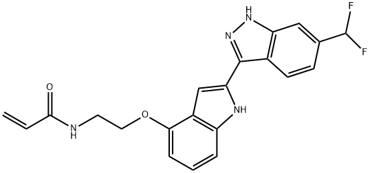 2-Propenamide, N-[2-[[2-[6-(difluoromethyl)-1H-indazol-3-yl]-1H-indol-4-yl]oxy]ethyl]- Struktur