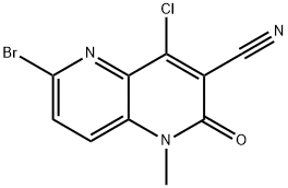 1,5-Naphthyridine-3-carbonitrile, 6-bromo-4-chloro-1,2-dihydro-1-methyl-2-oxo- Struktur