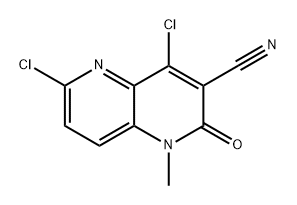 1,5-Naphthyridine-3-carbonitrile, 4,6-dichloro-1,2-dihydro-1-methyl-2-oxo- Struktur