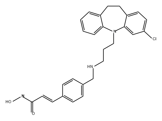 2-Propenamide, 3-[4-[[[3-(3-chloro-10,11-dihydro-5H-dibenz[b,f]azepin-5-yl)propyl]amino]methyl]phenyl]-N-hydroxy-, (2E)- Struktur