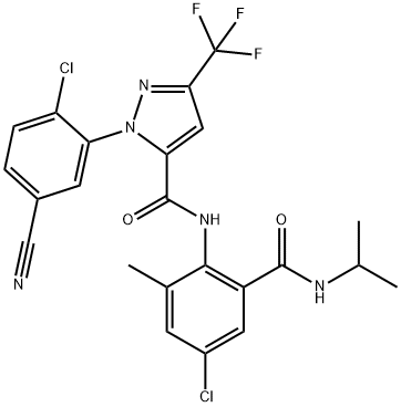 1H-Pyrazole-5-carboxamide, 1-(2-chloro-5-cyanophenyl)-N-[4-chloro-2-methyl-6-[[(1-methylethyl)amino]carbonyl]phenyl]-3-(trifluoromethyl)- Struktur