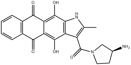 1H-Naphth[2,3-f]indole-5,10-dione, 3-[[(3S)-3-amino-1-pyrrolidinyl]carbonyl]-4,11-dihydroxy-2-methyl- Struktur