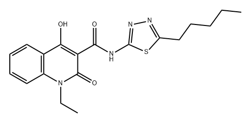 3-Quinolinecarboxamide, 1-ethyl-1,2-dihydro-4-hydroxy-2-oxo-N-(5-pentyl-1,3,4-thiadiazol-2-yl)- Struktur