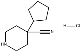 4-Piperidinecarbonitrile, 4-cyclopentyl-, hydrochloride (1:1) Struktur