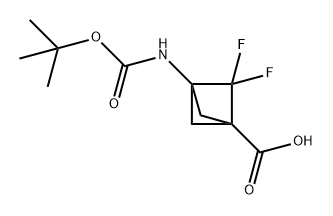 Bicyclo[1.1.1]pentane-1-carboxylic acid, 3-[[(1,1-dimethylethoxy)carbonyl]amino]-2,2-difluoro- Struktur