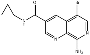 8-氨基 -5-溴 -N- 環(huán)丙基 -1,7-萘啶 -3-甲酰胺, 2410309-66-7, 結(jié)構(gòu)式