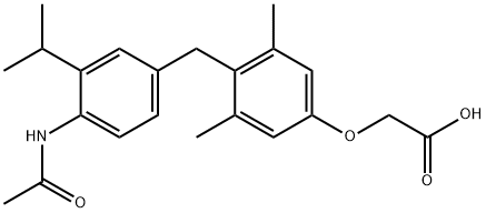 Acetic acid, 2-[4-[[4-(acetylamino)-3-(1-methylethyl)phenyl]methyl]-3,5-dimethylphenoxy]- Struktur