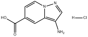 Pyrazolo[1,5-a]pyridine-5-carboxylic acid, 3-amino-, hydrochloride (1:1) Struktur