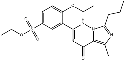 Benzenesulfonic acid, 3-(1,4-dihydro-5-methyl-4-oxo-7-propylimidazo[5,1-f][1,2,4]triazin-2-yl)-4-ethoxy-, ethyl ester Struktur