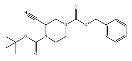 1,4-Piperazinedicarboxylic acid, 2-cyano-, 1-(1,1-dimethylethyl) 4-(phenylmethyl) ester Struktur