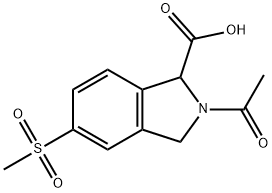 1H-Isoindole-1-carboxylic acid, 2-acetyl-2,3-dihydro-5-(methylsulfonyl)- Struktur