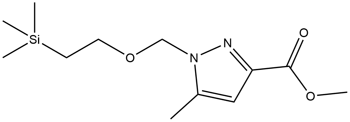 methyl 5-methyl-1-{[2-(trimethylsilyl)ethoxy]methyl}-1H-pyrazole-3-carboxylate Struktur