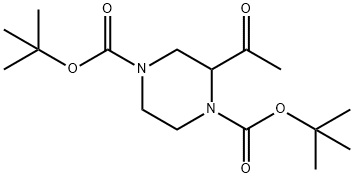 1,4-Piperazinedicarboxylic acid, 2-acetyl-, 1,4-bis(1,1-dimethylethyl) ester Struktur