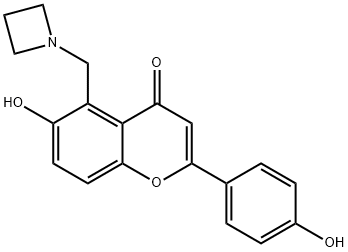 4H-1-Benzopyran-4-one, 5-(1-azetidinylmethyl)-6-hydroxy-2-(4-hydroxyphenyl)- Struktur