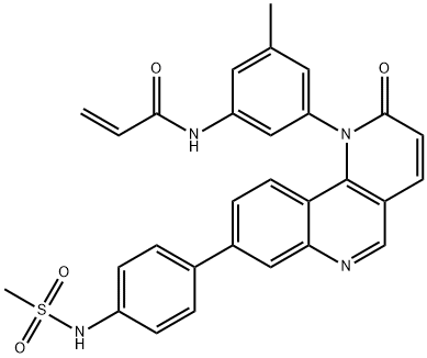 2-Propenamide, N-[3-methyl-5-[8-[4-[(methylsulfonyl)amino]phenyl]-2-oxobenzo[h]-1,6-naphthyridin-1(2H)-yl]phenyl]- Struktur