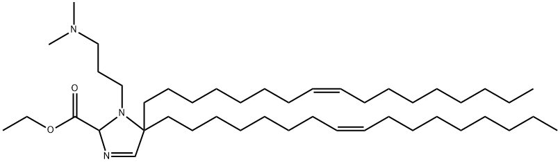 1H-Imidazole-2-carboxylic acid, 1-[3-(dimethylamino)propyl]-5,5-di-(8Z)-8-heptadecen-1-yl-2,5-dihydro-, ethyl ester Struktur