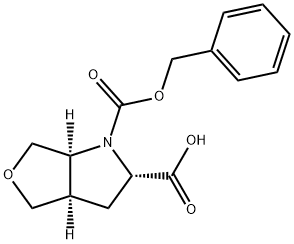 1H-Furo[3,4-b]pyrrole-1,2-dicarboxylic acid, hexahydro-, 1-(phenylmethyl) ester, (2S,3aR,6aS)- Struktur