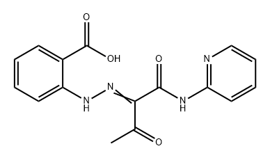 Benzoic acid, 2-[2-[2-oxo-1-[(2-pyridinylamino)carbonyl]propylidene]hydrazinyl]- Struktur