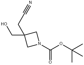 1-Azetidinecarboxylic acid, 3-(cyanomethyl)-3-(hydroxymethyl)-, 1,1-dimethylethyl ester Struktur