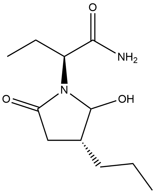 1-Pyrrolidineacetamide, α-ethyl-2-hydroxy-5-oxo-3-propyl-, (αS,3R)- Struktur