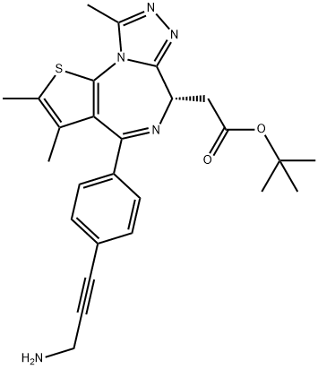 6H-Thieno[3,2-f][1,2,4]triazolo[4,3-a][1,4]diazepine-6-acetic acid, 4-[4-(3-amino-1-propyn-1-yl)phenyl]-2,3,9-trimethyl-, 1,1-dimethylethyl ester, (6S)- Struktur