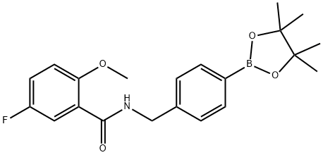 Benzamide, 5-fluoro-2-methoxy-N-[[4-(4,4,5,5-tetramethyl-1,3,2-dioxaborolan-2-yl)phenyl]methyl]- Struktur