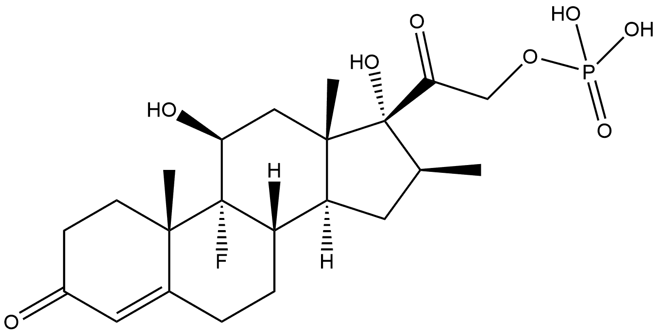 Pregn-4-ene-3,20-dione, 9-fluoro-11β,17,21-trihydroxy-16β-methyl-, 21-(dihydrogen phosphate) (7CI,8CI) Struktur