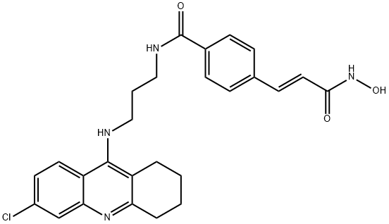 Benzamide, N-[3-[(6-chloro-1,2,3,4-tetrahydro-9-acridinyl)amino]propyl]-4-[(1E)-3-(hydroxyamino)-3-oxo-1-propen-1-yl]- Struktur