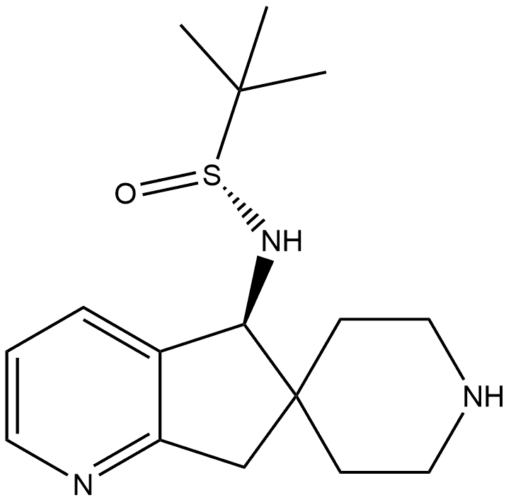 2-Propanesulfinamide, N-[(5S)-5,7-dihydrospiro[6H-cyclopenta[b]pyridine-6,4'-piperidin]-5-yl]-2-methyl-, [S(R)]- Struktur