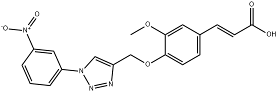 2-Propenoic acid, 3-[3-methoxy-4-[[1-(3-nitrophenyl)-1H-1,2,3-triazol-4-yl]methoxy]phenyl]-, (2E)- Struktur