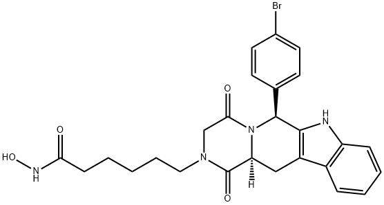 Pyrazino[1',2':1,6]pyrido[3,4-b]indole-2(1H)-hexanamide, 6-(4-bromophenyl)-3,4,6,7,12,12a-hexahydro-N-hydroxy-1,4-dioxo-, (6S,12aS)- Struktur