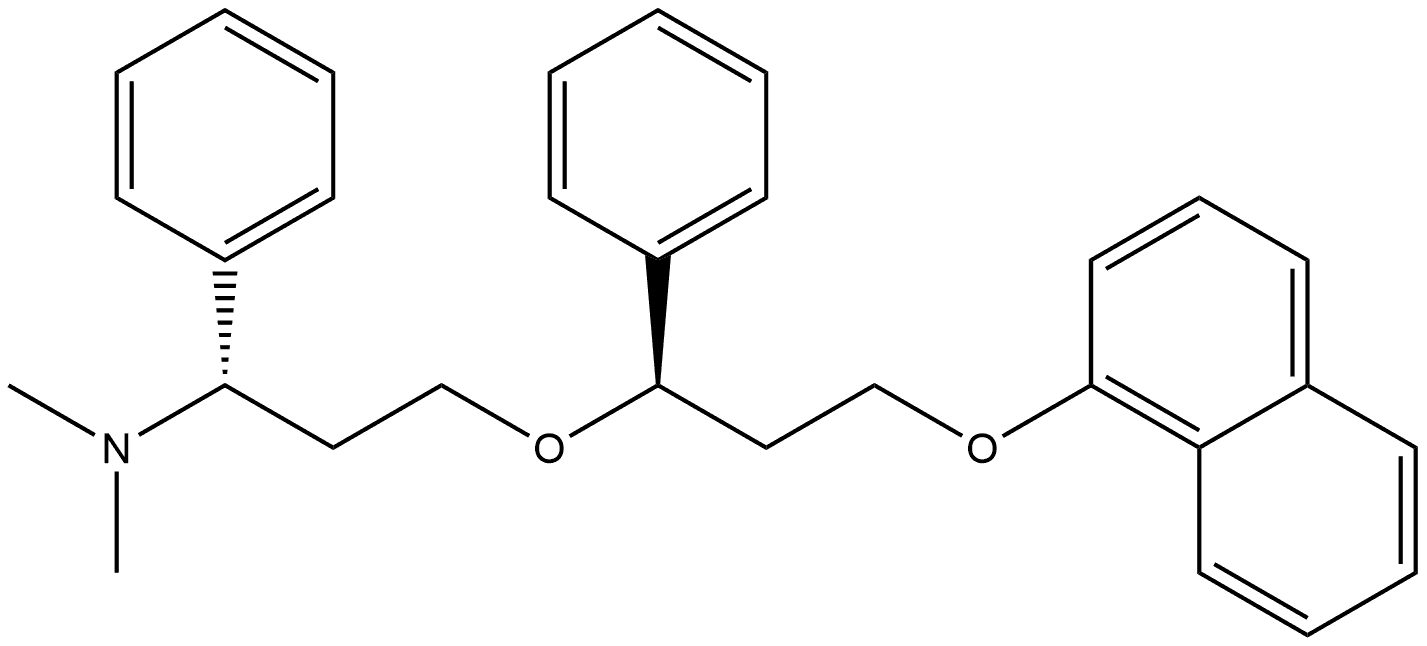 Benzenemethanamine, N,N-dimethyl-α-[2-[(1R)-3-(1-naphthalenyloxy)-1-phenylpropoxy]ethyl]-, (αS)- Struktur