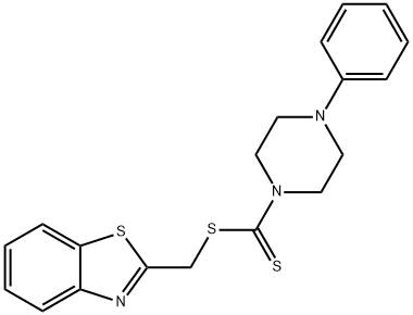 1-Piperazinecarbodithioic acid, 4-phenyl-, 2-benzothiazolylmethyl ester Struktur