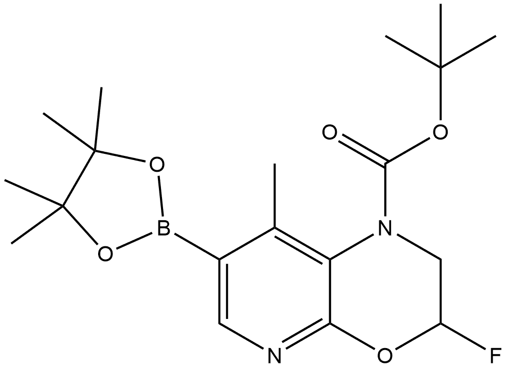 tert-butyl 3-fluoro-8-methyl-7-(4,4,5,5-tetramethyl-1,3,2-dioxaborolan-2-yl)-2,3-dihydropyrido[2,3-b][1,4]oxazine-1-carboxylate Struktur