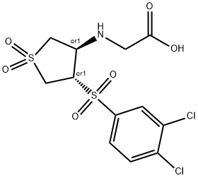 Glycine, N-[(3R,4S)-4-[(3,4-dichlorophenyl)sulfonyl]tetrahydro-1,1-dioxido-3-thienyl]-, rel- Struktur