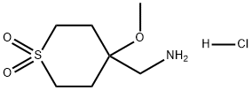 2H-Thiopyran-4-methanamine, tetrahydro-4-methoxy-, 1,1-dioxide, hydrochloride (1:1) Struktur